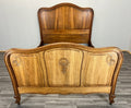 Bed Antique French Style Oak Double Bed Frame Carved Headboard LOT 37110