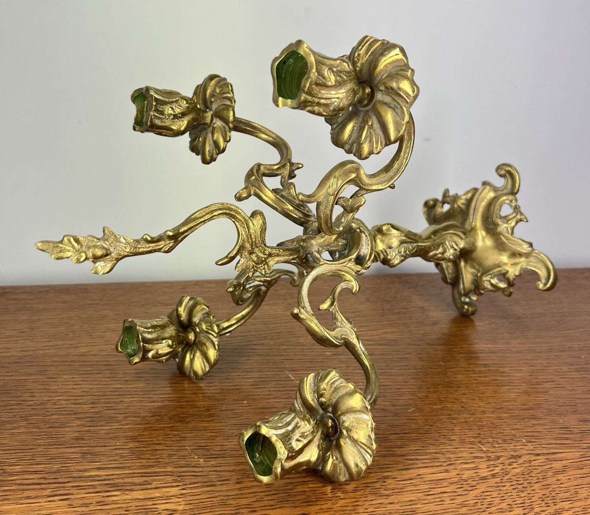 Candelabra Vintage Brass Ornate Five Arm Rococo Style Holder LOT 4027