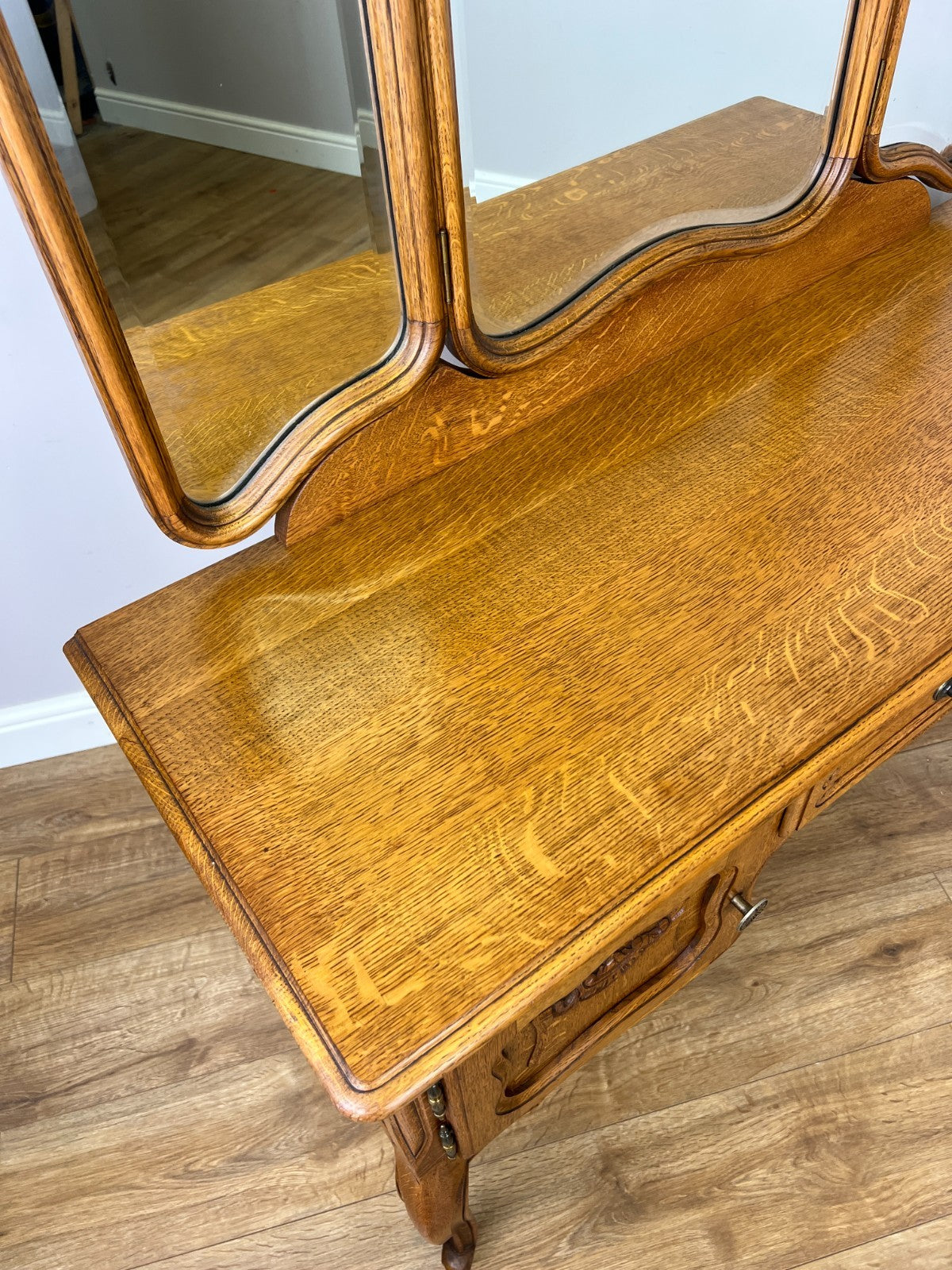 Dressing Table with Mirror Vintage French Oak Louis Vanity Table Makeup LOT 63205