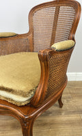 Armchair Vintage French Style Cane Upholstered Accent Carved Chair LOT 63113