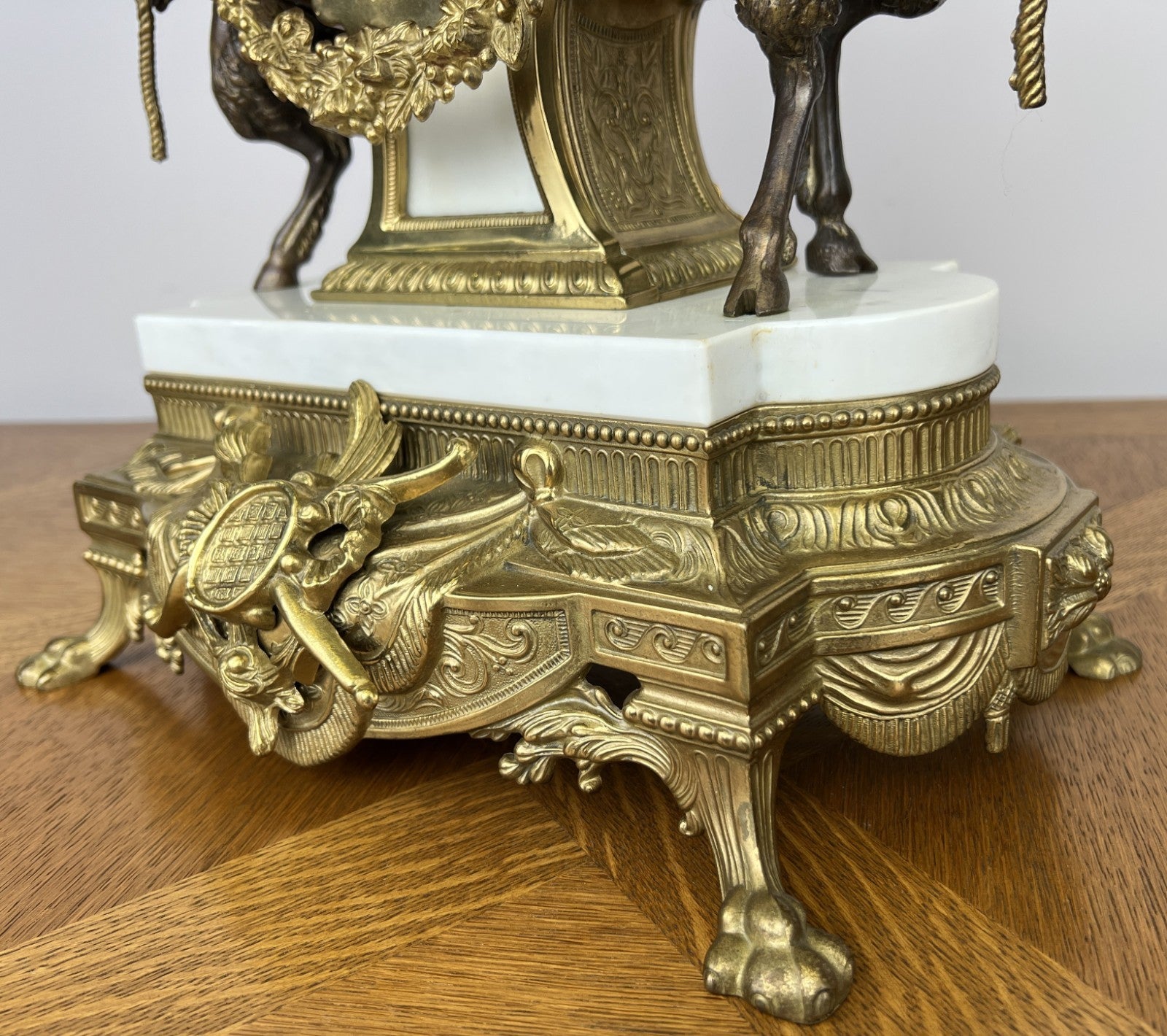 Clock Antique Louis XV Brass Marble Garniture Set With Candelabras LOT 602611