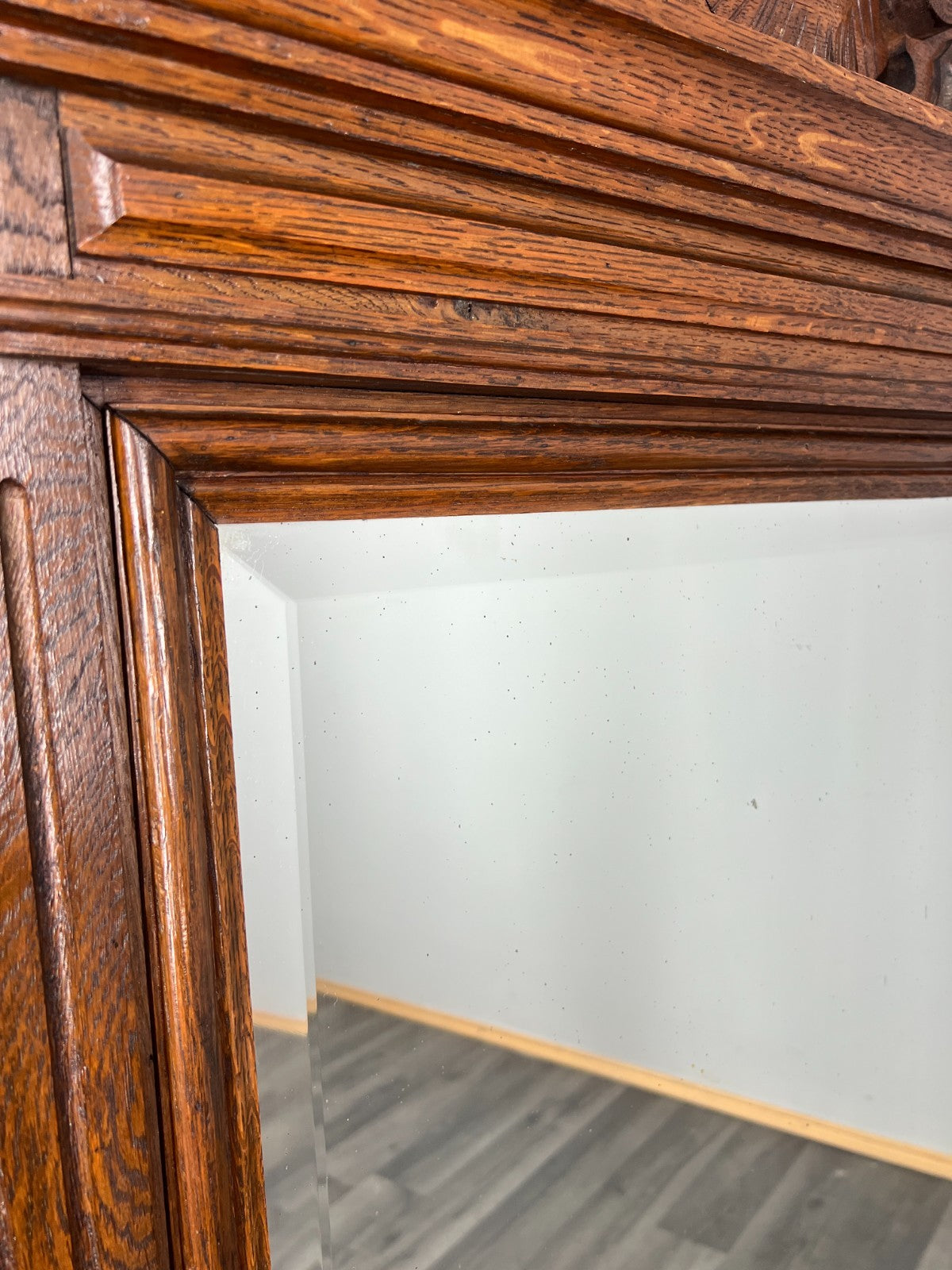 Antique French Style Carved Wall Mirror Oak Ornate Wall Frame LOT 45524