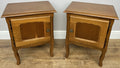 Pair of Bedside Tables Vintage French Louis Oak Nightstands Cabinets LOT 62260
