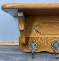 French Vintage Coat Rack Oak 5 Hooks Wall Shelf Carved Coat Hanger LOT 44944