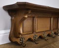 French Vintage Coat Rack Oak 5 Hooks Wall Shelf Carved Coat Hanger LOT 49915