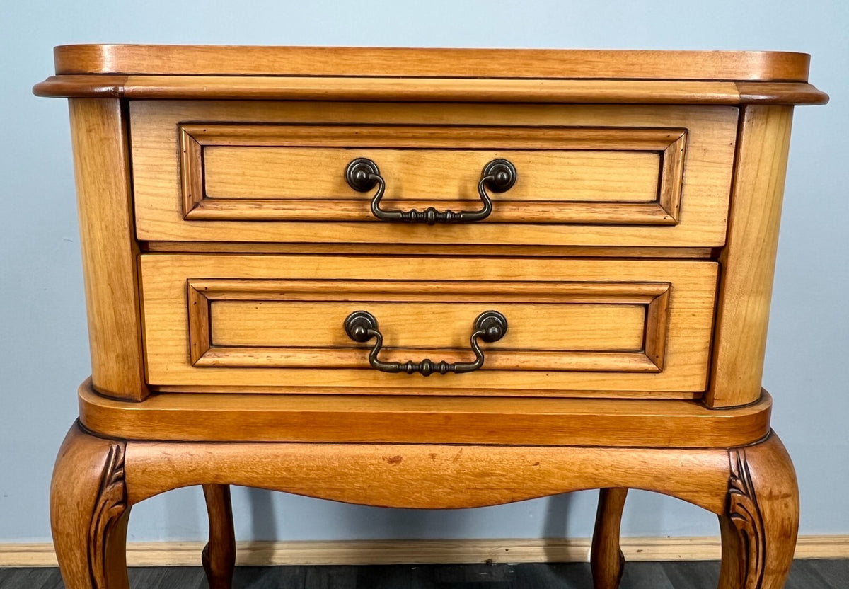 Bedside Table Vintage French Louis XVI Nightstand  2 Drawers Cabinet LOT 35864