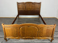 Bed Vintage French Louis XVI Double Bed Frame Oak Carved Headboard LOT 32630