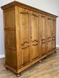 Wardrobe Vintage French Style Oak Five Door Carved Armoire Cabinet LOT 61112