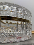 Vintage French Crystal Box Cut Glass with Brass Trim Oval Trinket Dish LOT 44126