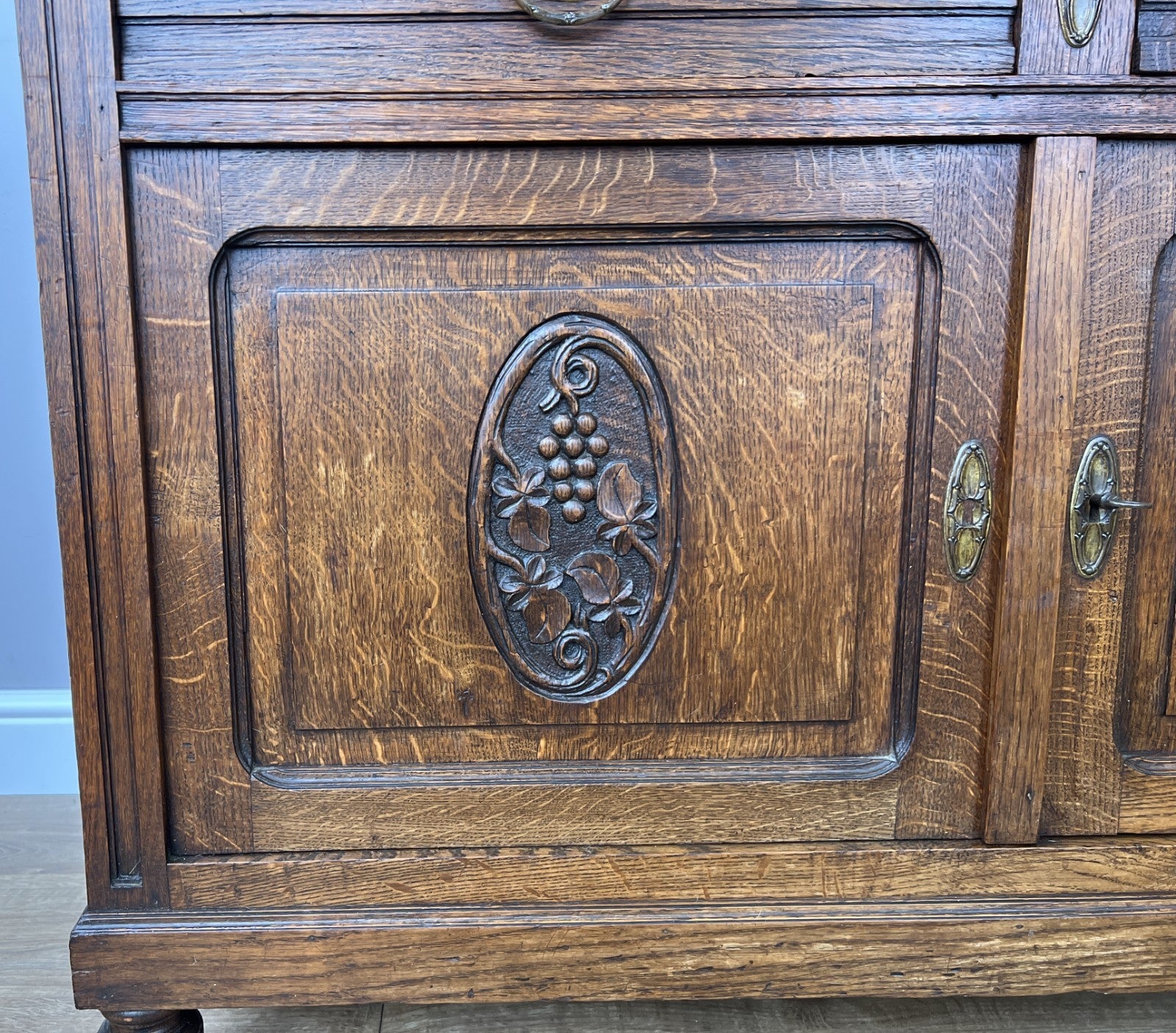 Cabinet Antique French Style Marble Top Oak Sideboard Carved Cupboard LOT 63124