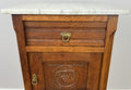 Bedside Table Antique French Style Marble Top Oak Cabinet Nightstand LOT 62444