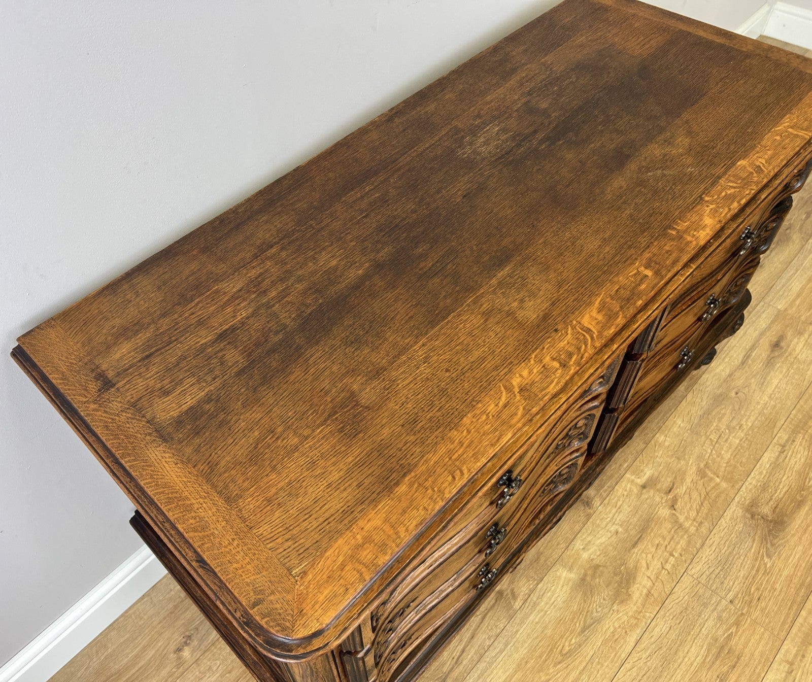 Chest of Drawers Vintage French Louis Oak 6 Drawers Carved Cabinet LOT 62638
