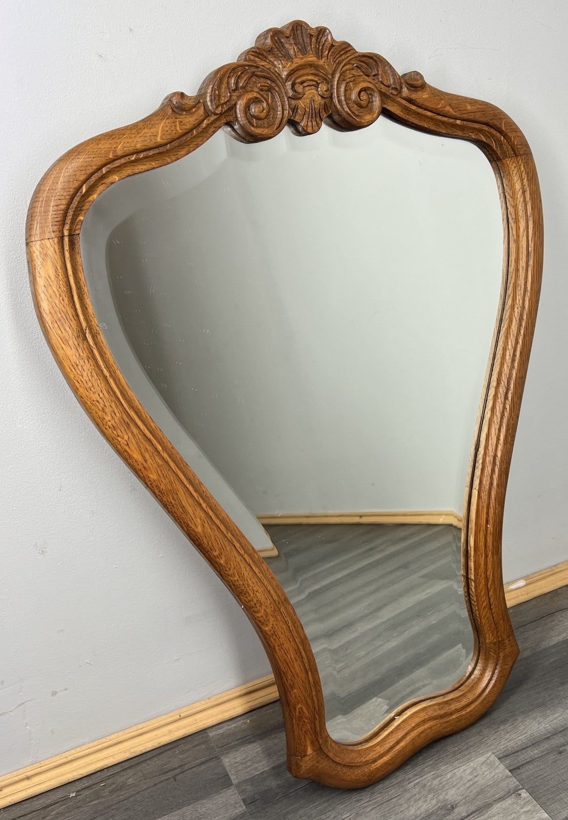 Vintage French Style Carved Oak Wall Mirror Ornate Wall Frame LOT 45361