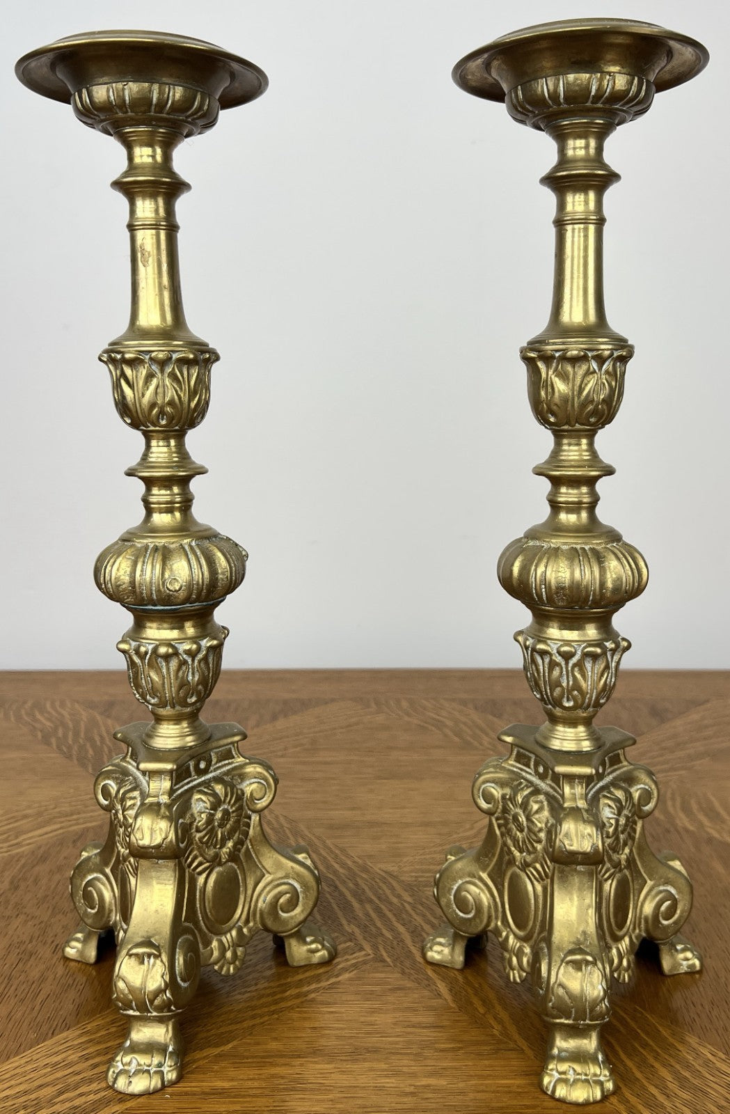 Pair of Candelabras Vintage Brass Ornate Candle Holders Decorative Set LOT 60400