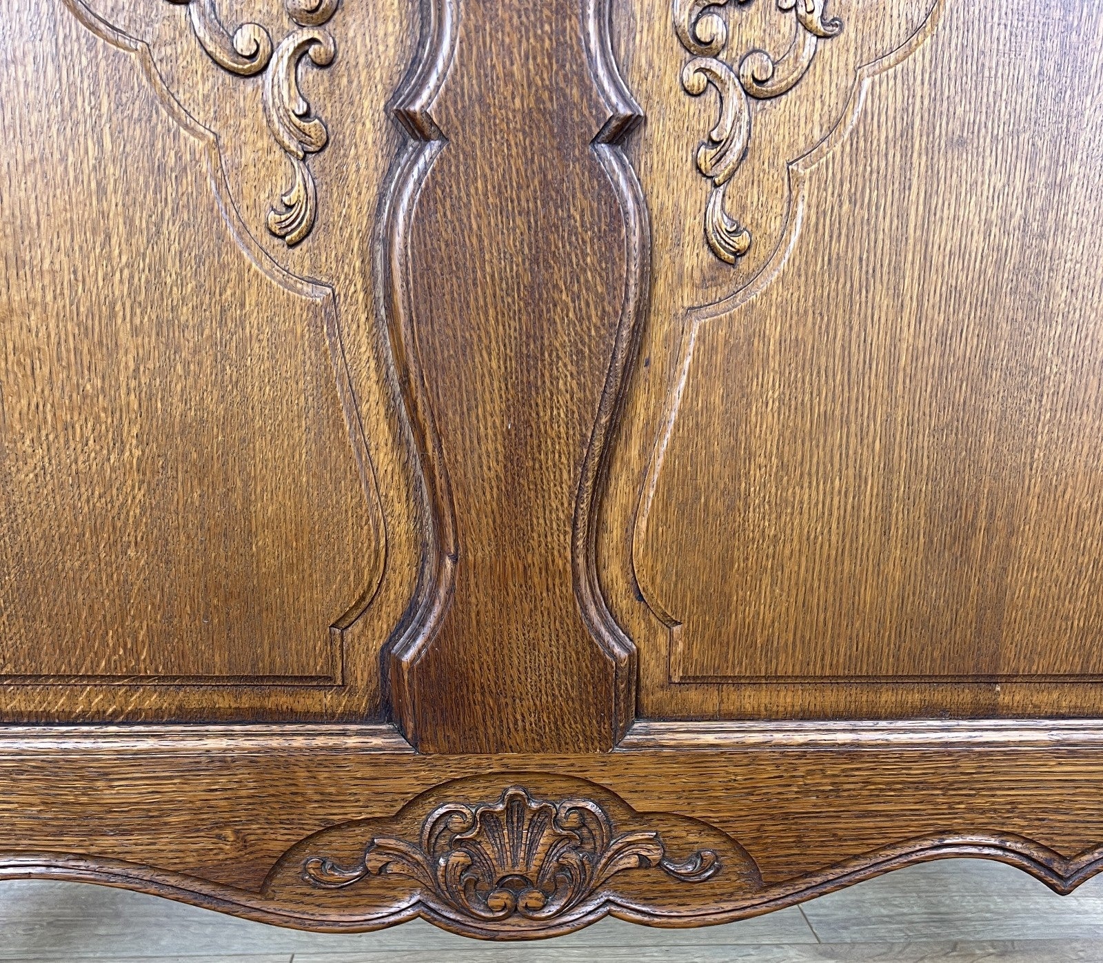 Bed Vintage French Louis XVI Oak Single Bed Frame Carved Headboard LOT 63896