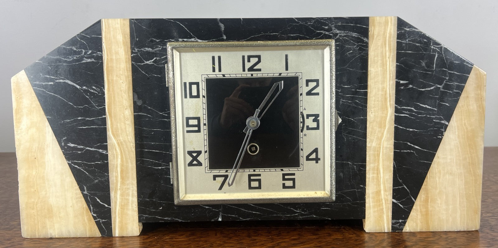 Clock Vintage French Style Art Deco Marble Mantel Clock Set LOT 47652