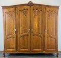 Wardrobe Vintage French Louis XVI Style Oak Four Door Armoire LOT 48140