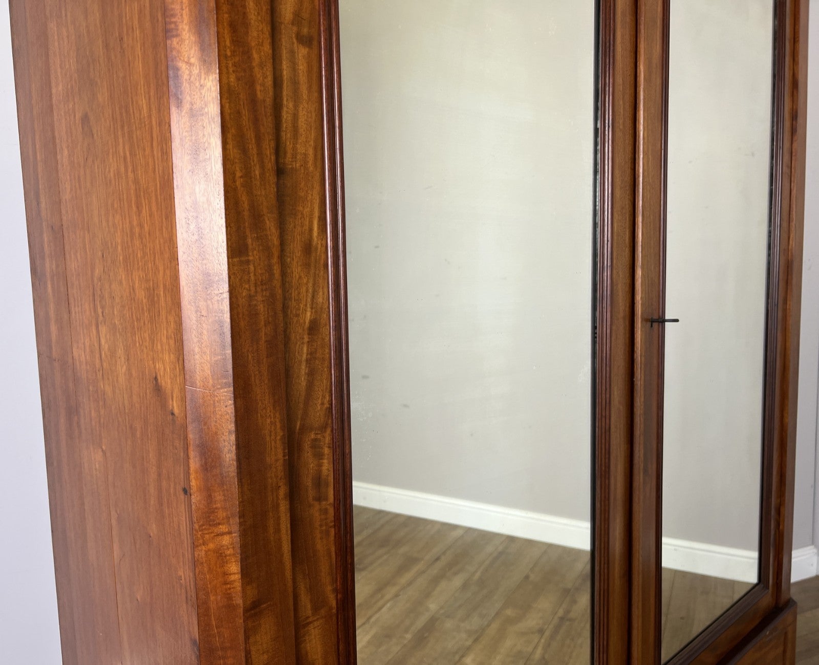 Wardrobe Antique French Mahogany Two Door Carved Mirrored Armoire LOT 61649