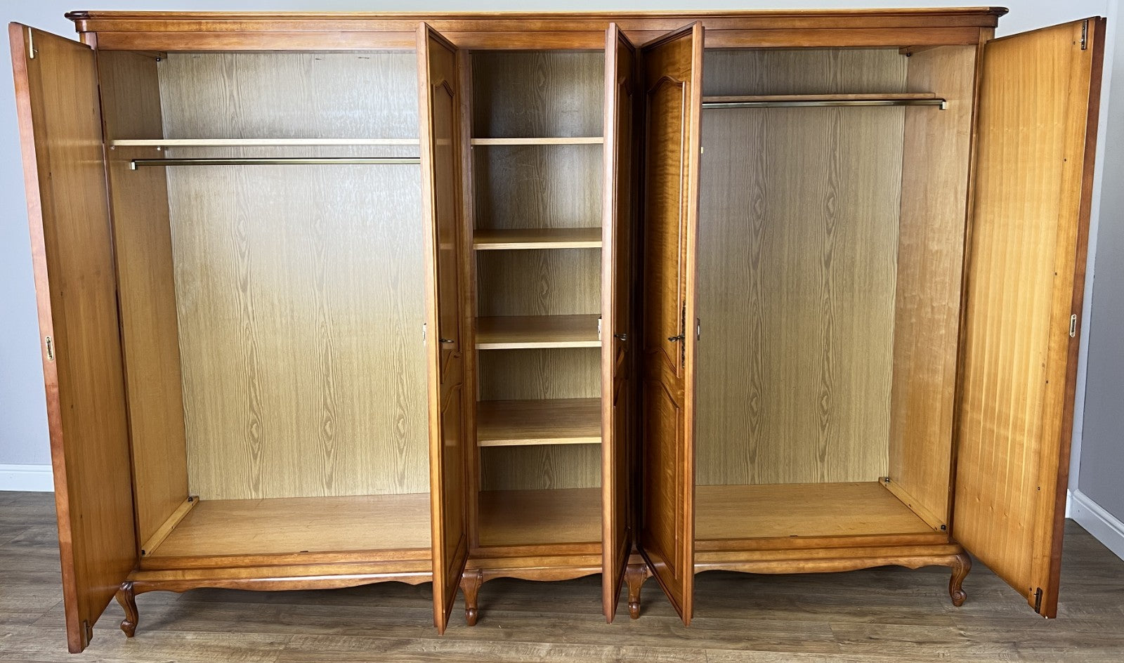 Wardrobe Vintage French Louis XVI Style Five Door Carved Armoire LOT 498511