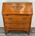Secretaire Writing Desk Vintage French Oak Bureau Carved Cabinet LOT 37551