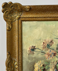 Oil Painting Vintage French Style Signed Floral Gilt Frame Wall Art LOT 61141