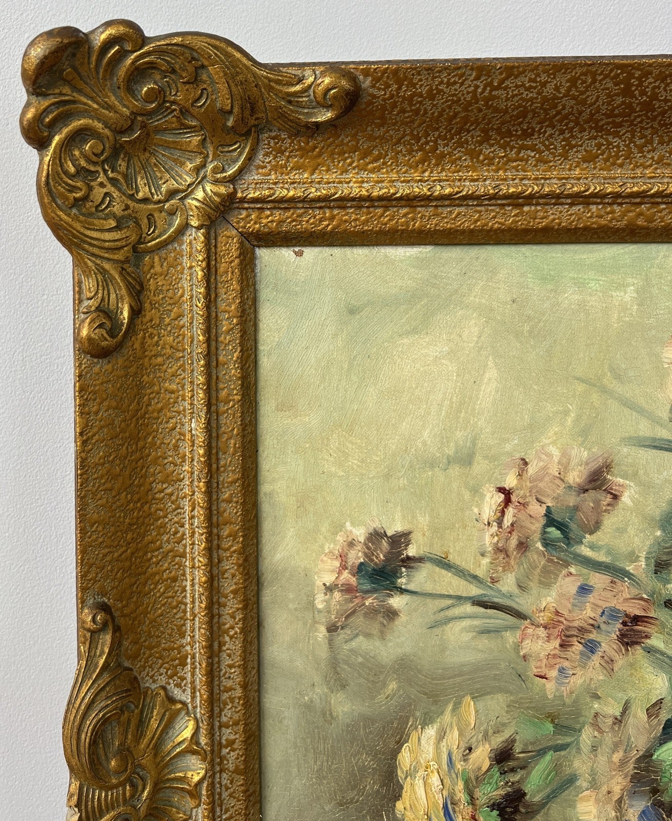 Oil Painting Vintage French Style Signed Floral Gilt Frame Wall Art LOT 61141