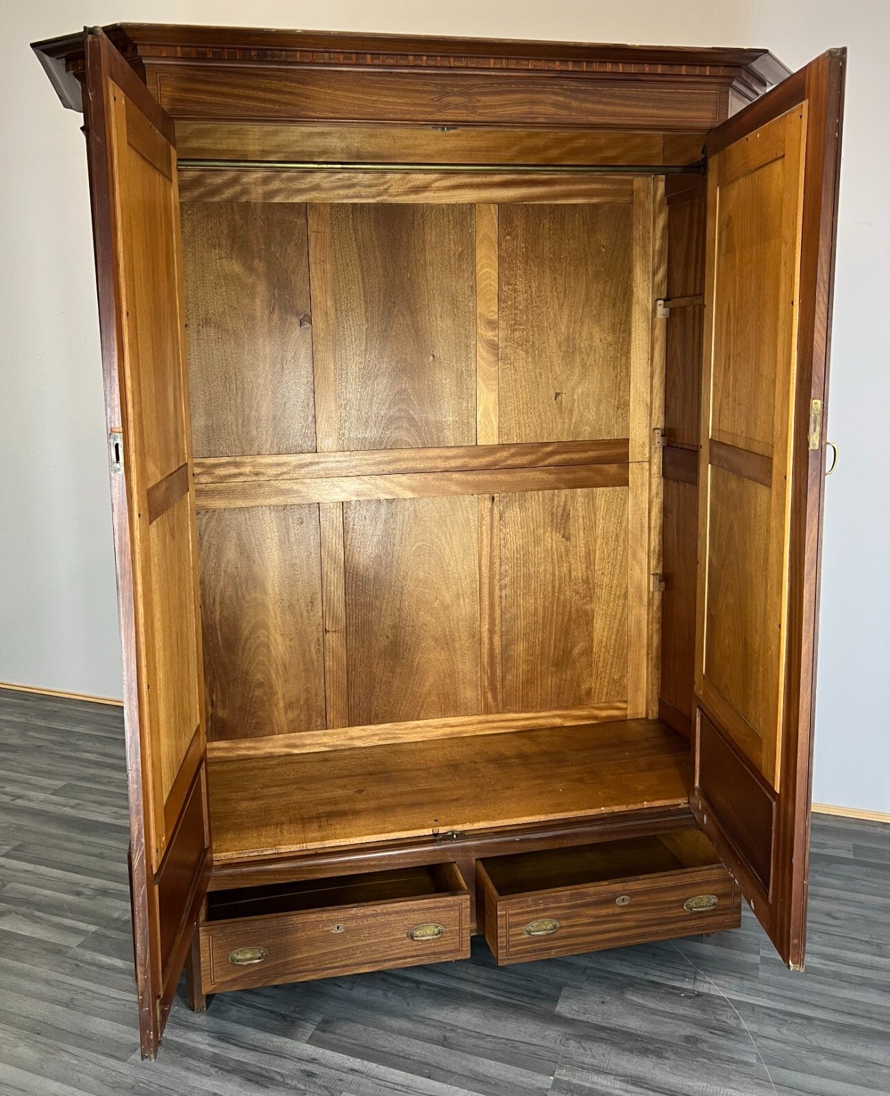 Wardrobe Antique French Style Two Door Mirrored Carved Armoire Cabinet LOT 225313