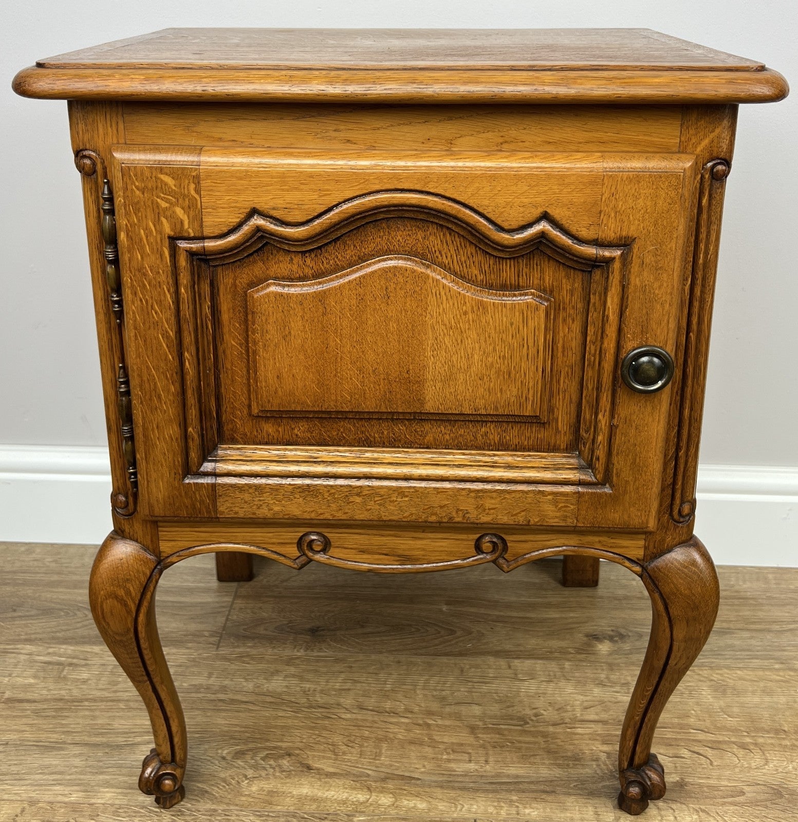 Pair of Bedside Tables Vintage French Louis Oak Nightstands Cabinets LOT 63064