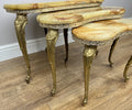 Nested Tables Vintage French Marble Onyx Brass Tables Set LOT 49704