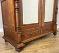 Wardrobe Antique French Oak Two Door Mirrored Carved Armoire Cabinet LOT 61539