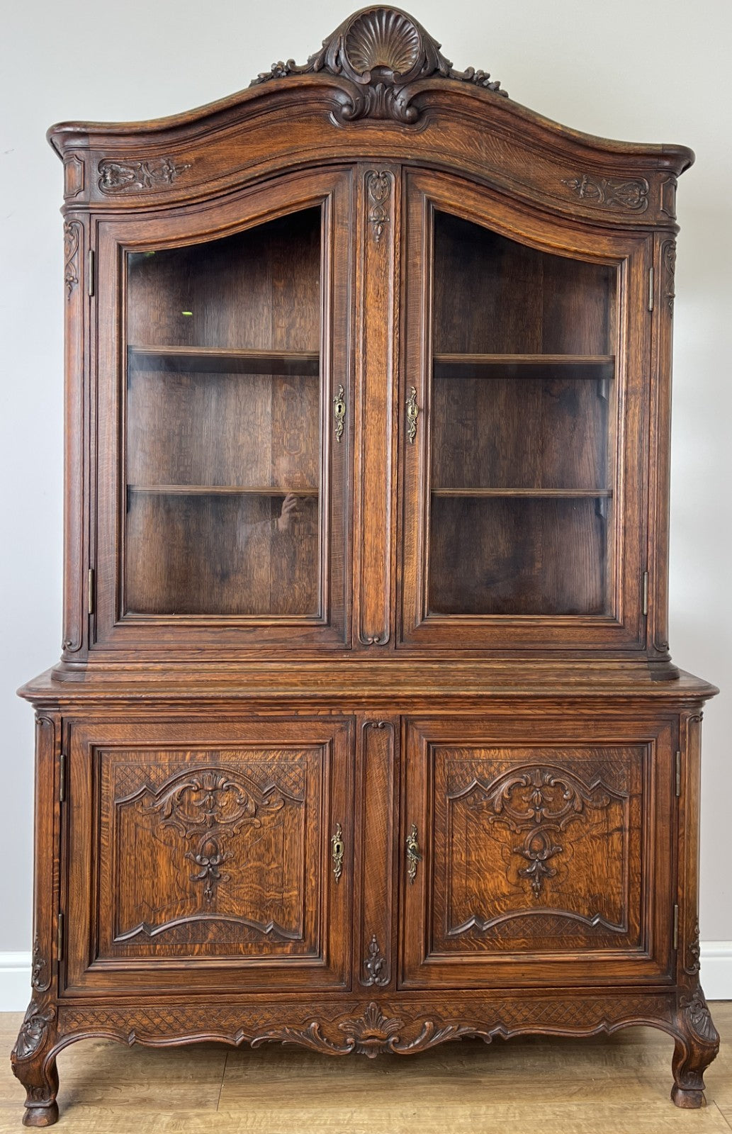 Bookcase Antique French Louis XVI Oak Display Cabinet Carved Sideboard LOT 61491