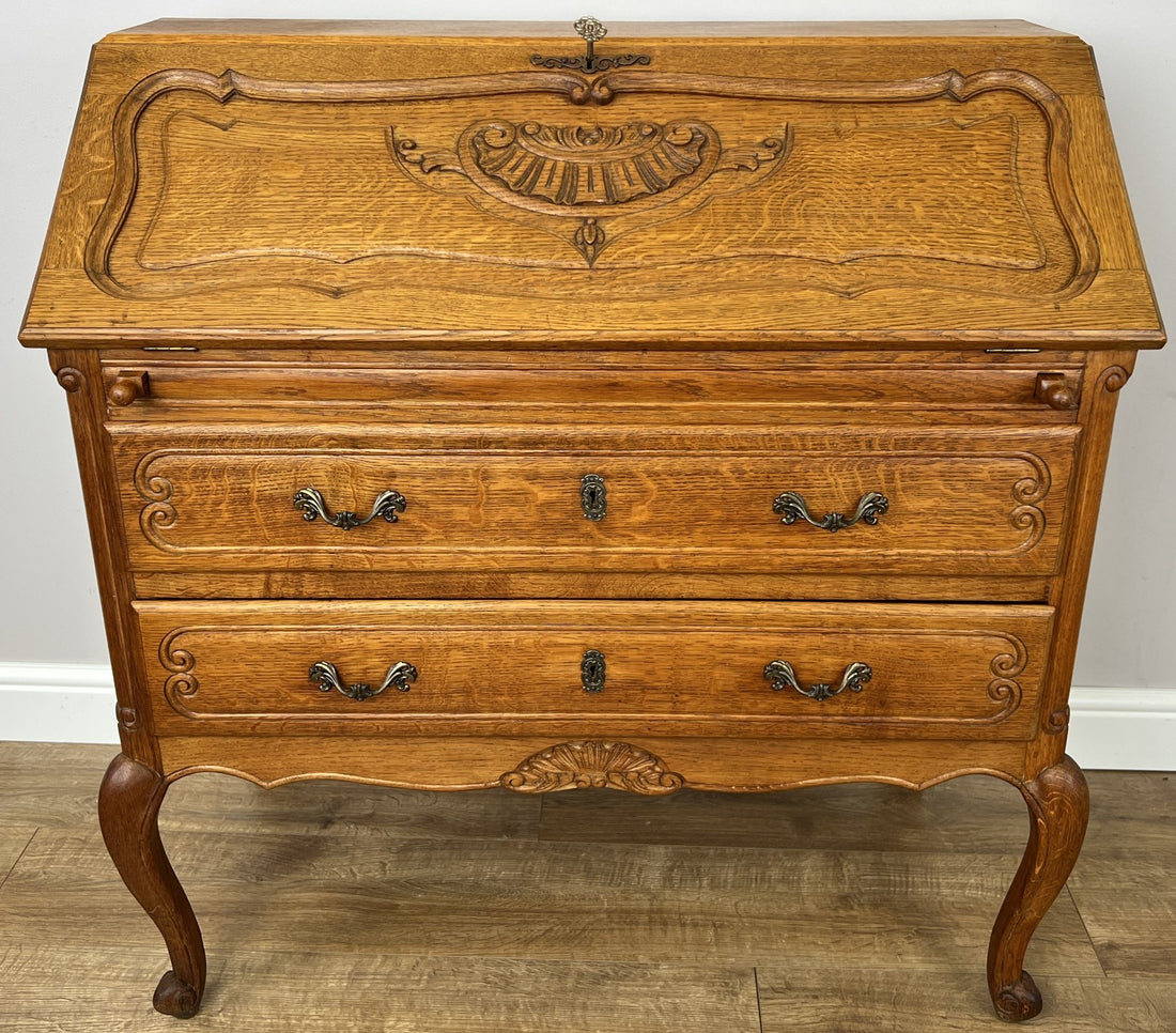 Secretaire Writing Desk Vintage French Louis Oak Rare Bureaux Cabinet LOT 63190