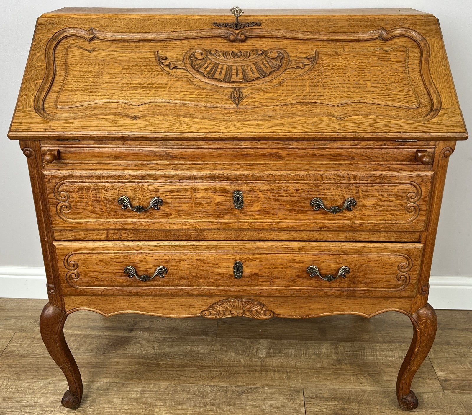 Secretaire Writing Desk Vintage French Louis Oak Rare Bureaux Cabinet LOT 63190