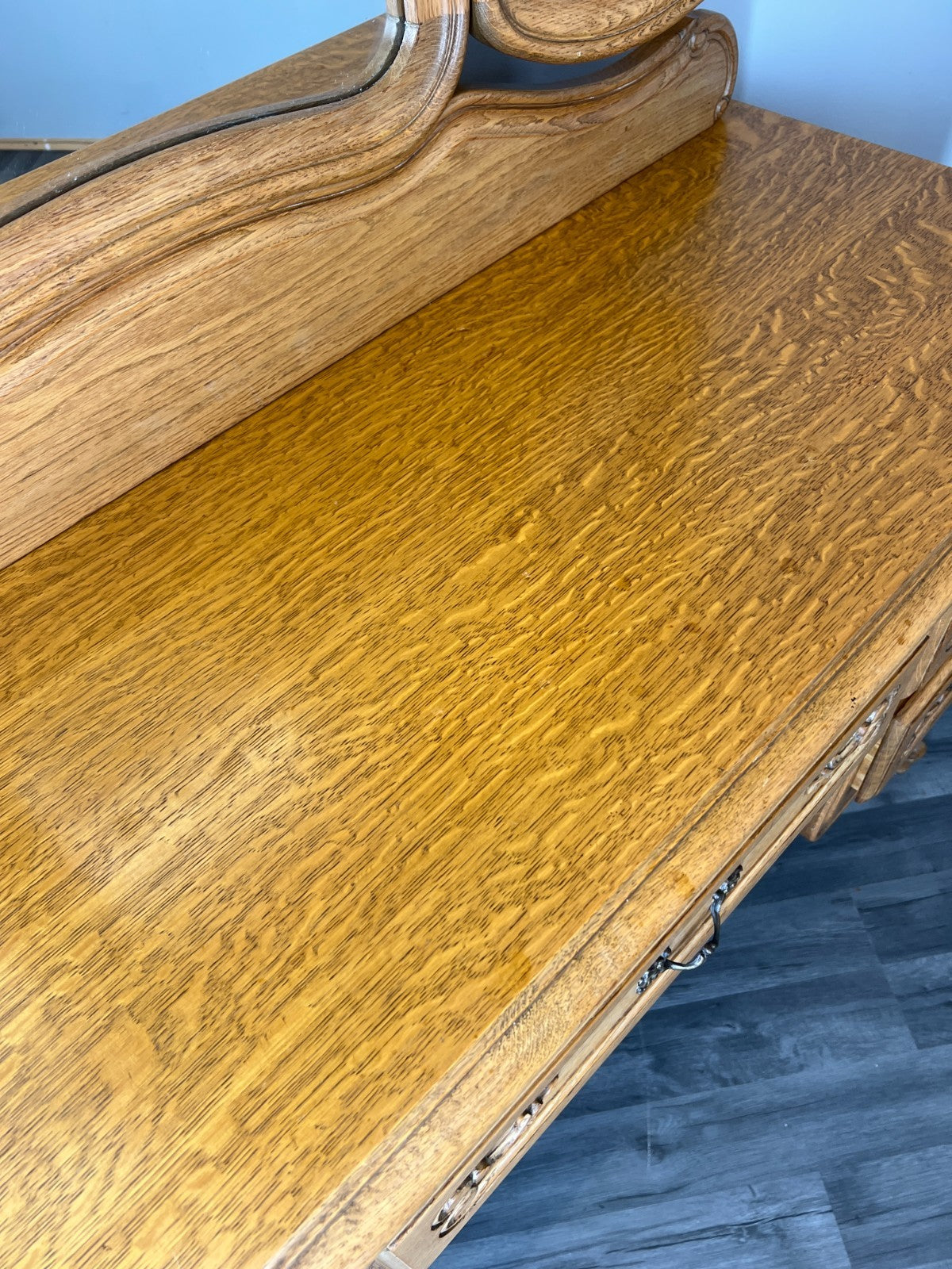 Vintage Dressing Table with Mirror French Oak Louis Vanity Table Makeup LOT 45548