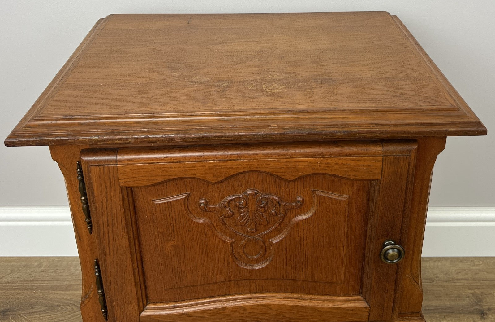 Pair of Bedside Tables Vintage French Louis Oak Nightstands Cabinets LOT 62197