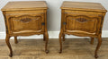 Pair of Bedside Tables Vintage French Louis Oak Nightstands Cabinets LOT 62140