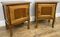 Pair of Bedside Tables Vintage French Louis Oak Nightstands Cabinets LOT 62263