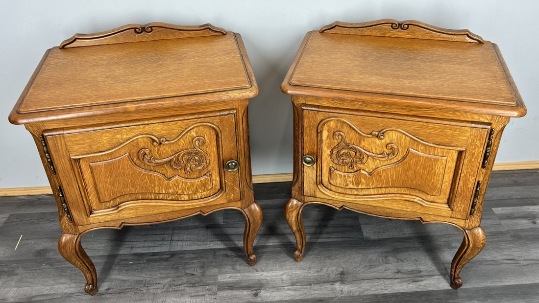 Vintage French Bedside Tables Nightstands Louis XV Style Side Cabinets LOT 39070