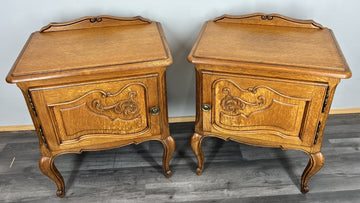 Vintage French Bedside Tables Nightstands Louis XV Style Side Cabinets LOT 39070