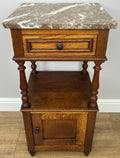 Bedside Table Antique French Style Marble Top Oak Cabinet Nightstand LOT 62430