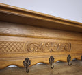 French Vintage Coat Rack Oak 5 Hooks Wall Shelf Carved Coat Hanger LOT 60015