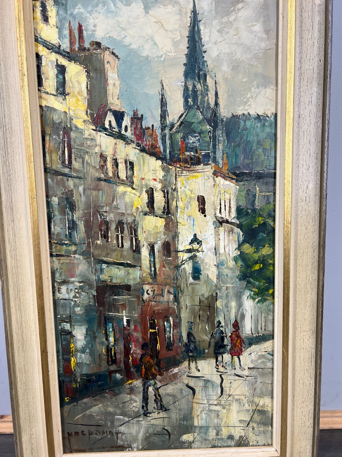 Vintage French Oil Painting City Scene Framed Artwork Signed LOT 46314