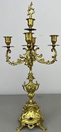 Pair of Candelabras Vintage French Brass Ornate 5 Arm Candle Holders LOT 64371