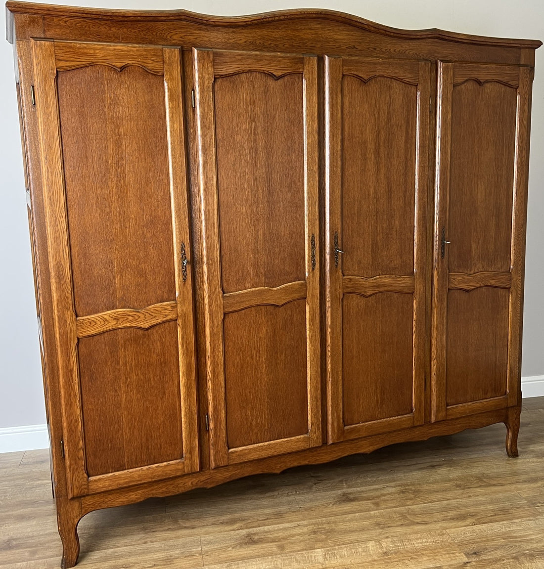 Wardrobe Vintage French Louis XVI Style Oak Four Door Carved Armoire LOT 61310