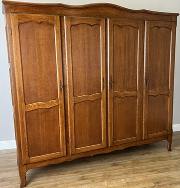 Wardrobe Vintage French Louis XVI Style Oak Four Door Carved Armoire LOT 61310