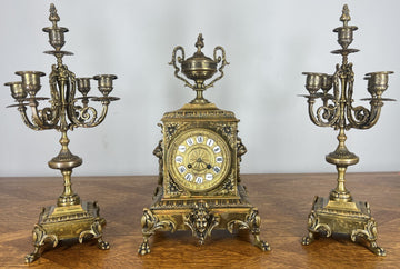 Clock Vintage French Style Clock Garniture with Candelabras LOT 46610