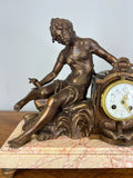 Mantel Clock Antique French Art Nouveau Style Bronze Garniture Set LOT 46395