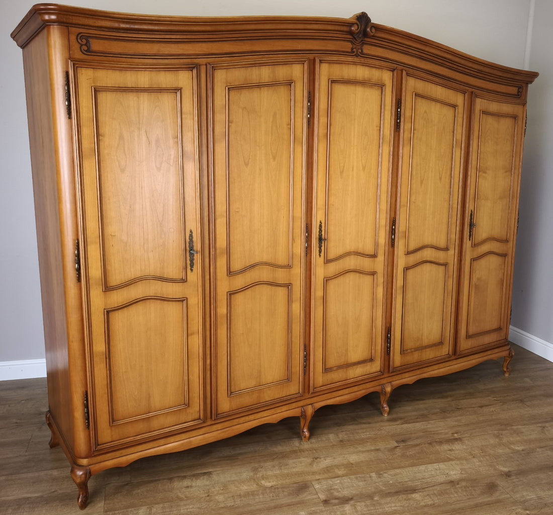 Wardrobe Vintage French Louis XVI Style Five Door Carved Armoire LOT 49900
