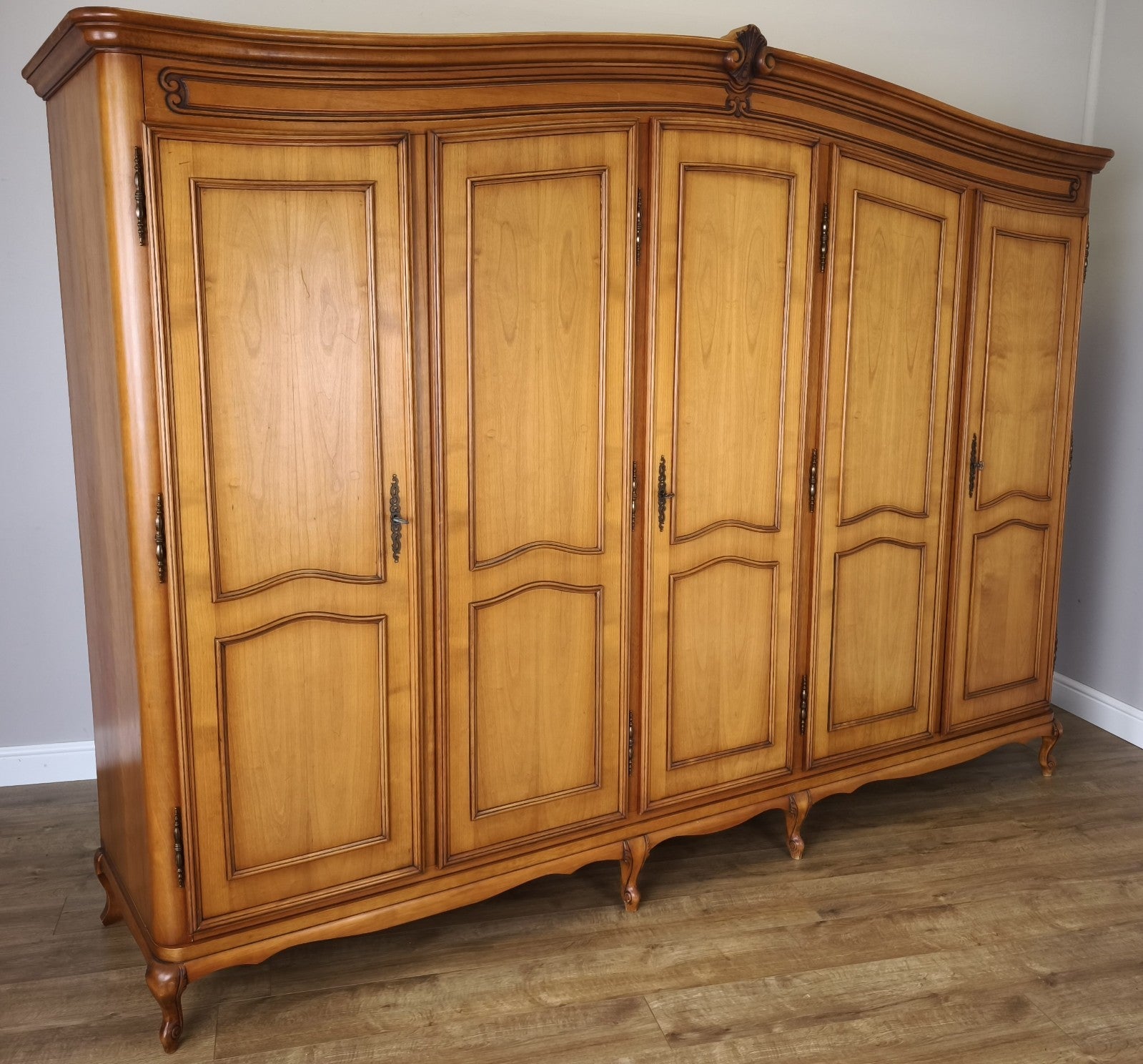 Wardrobe Vintage French Louis XVI Style Five Door Carved Armoire LOT 49900