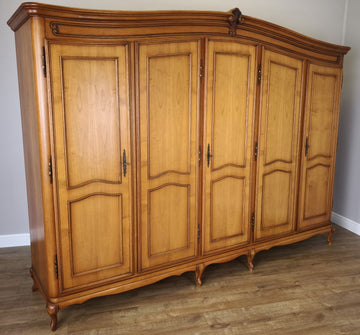 Wardrobe Vintage French Louis XVI Style Five Door Carved Armoire LOT 49900